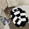 Striped Knit Polo Shirt (7) پلوشرت زنانه بافت راه راه