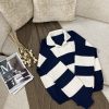 Striped Knit Polo Shirt (8) پلوشرت زنانه بافت راه راه