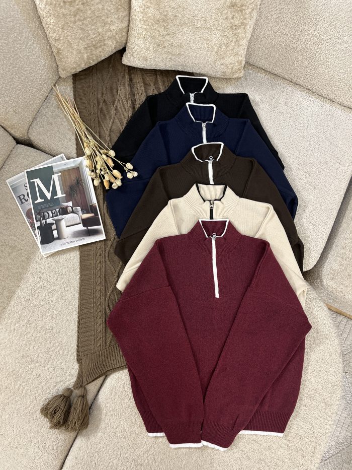 Women's Half-Zip Knit Sweater (10) بافت نیم زیپ زنانه