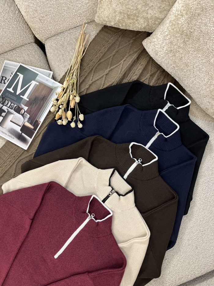 Women's Half-Zip Knit Sweater (12) بافت نیم زیپ زنانه
