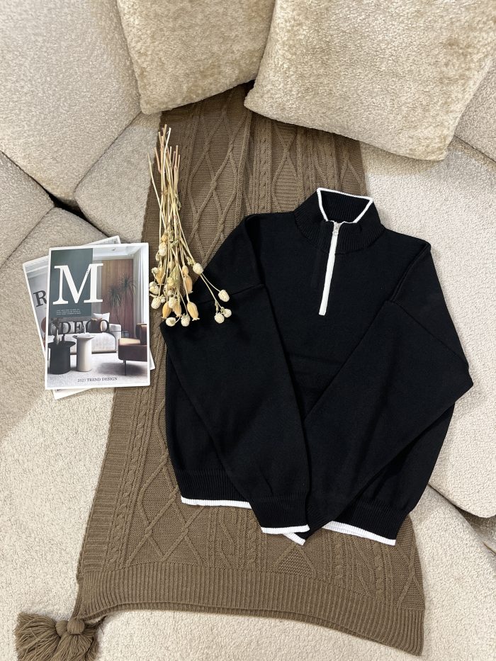 Women's Half-Zip Knit Sweater (13) بافت نیم زیپ زنانه