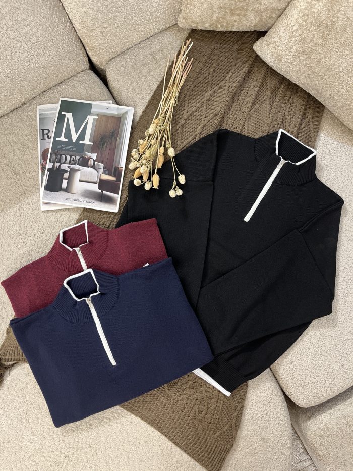 Women's Half-Zip Knit Sweater (2) بافت نیم زیپ زنانه