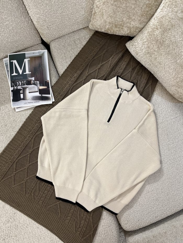 Women's Half-Zip Knit Sweater (6) بافت نیم زیپ زنانه