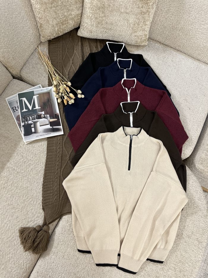 Women's Half-Zip Knit Sweater (9) بافت نیم زیپ زنانه